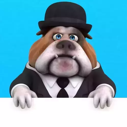Fun cartoon Bulldog with a suit 3D model