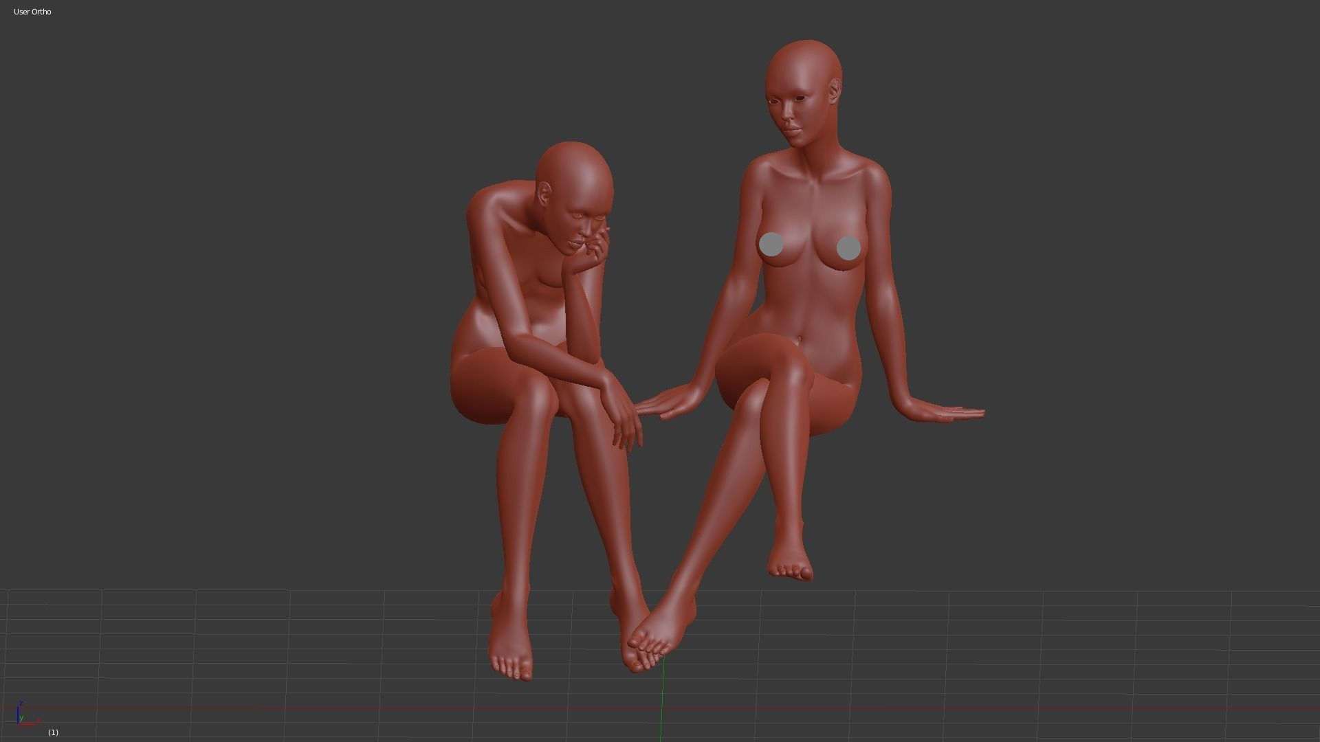 Realistic Human Basemesh - Female - Pose Pack 02 Low-poly 3D model_1