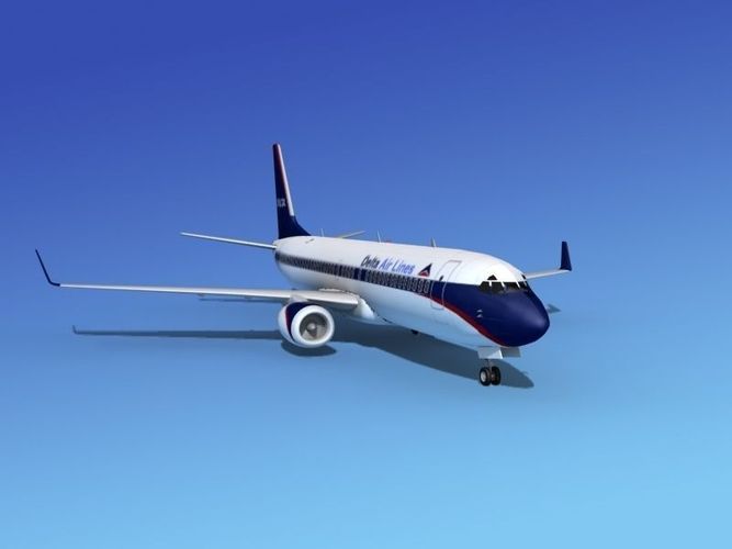 Boeing 737-800ER Delta Airlines 2 3D Model rigged .max .obj .3ds .lwo .lw .lws .stl .3dm ...