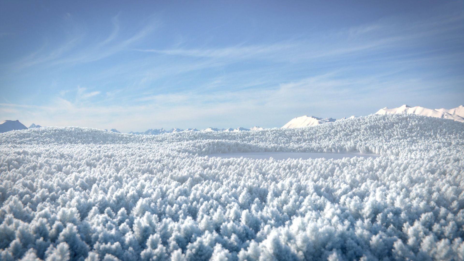 Winterscape mountain 3D model_0