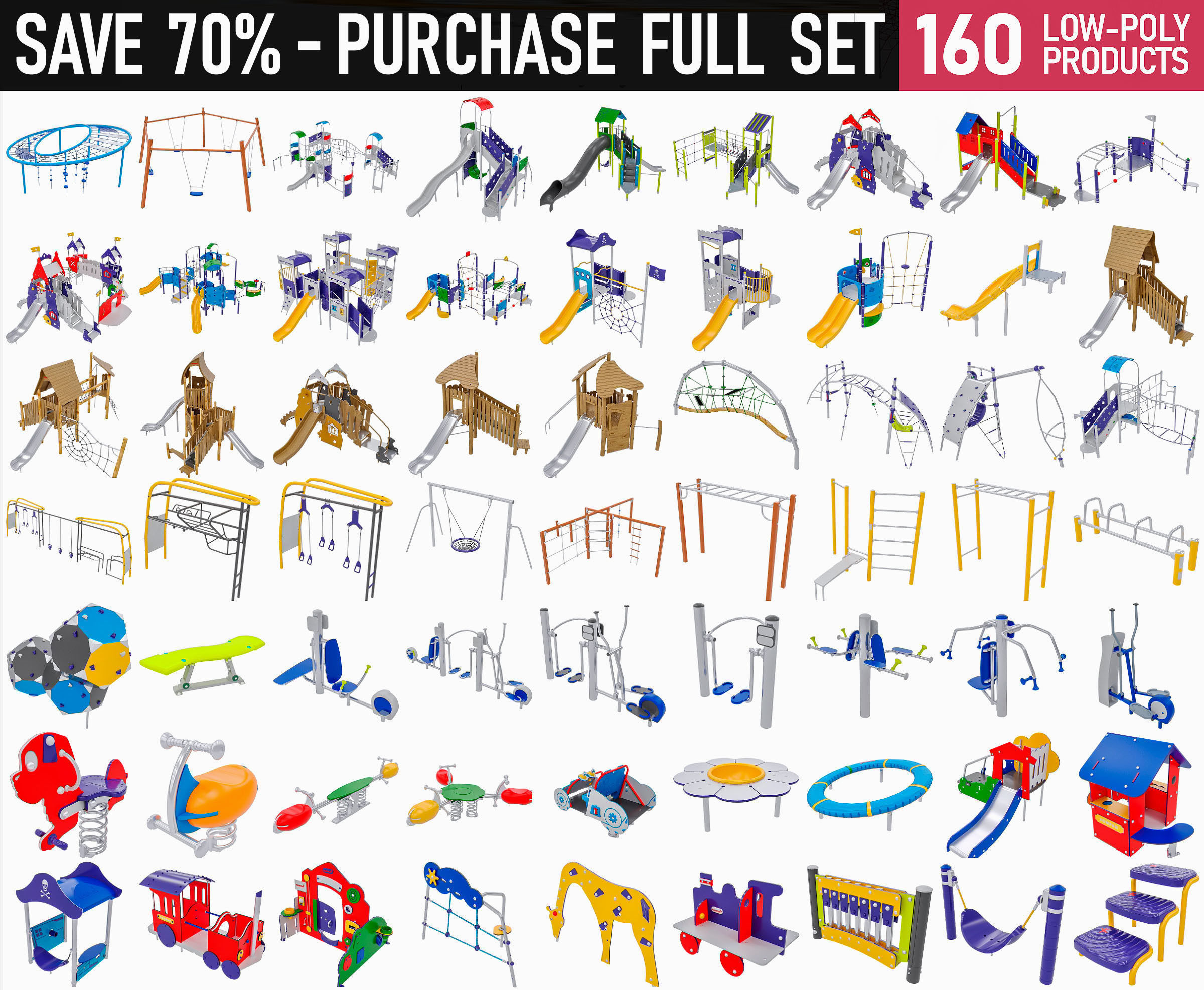 Playground Equipment 061 Low-poly 3D model_1