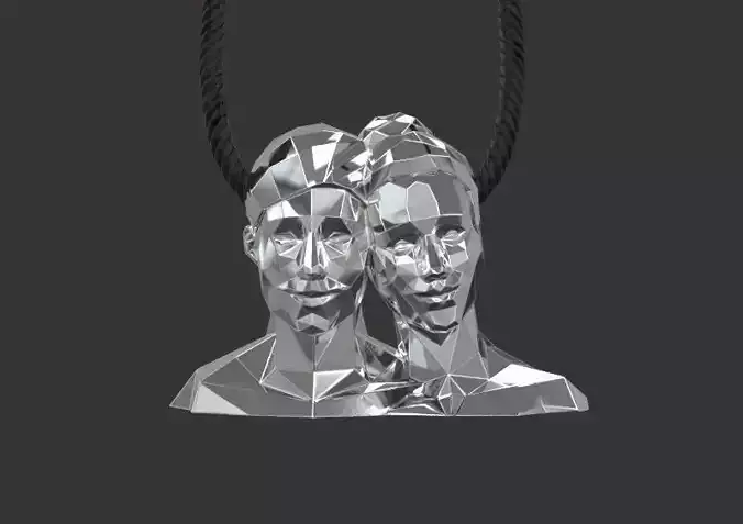 Necklace Boy and Girl Low poly 