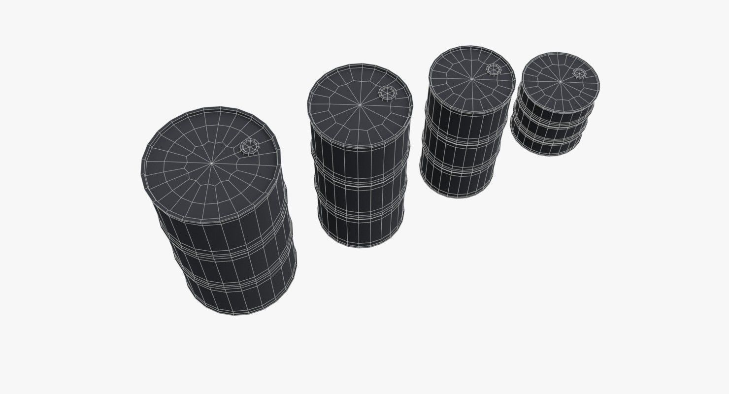 Chemical barrels Low-poly 3D model_17