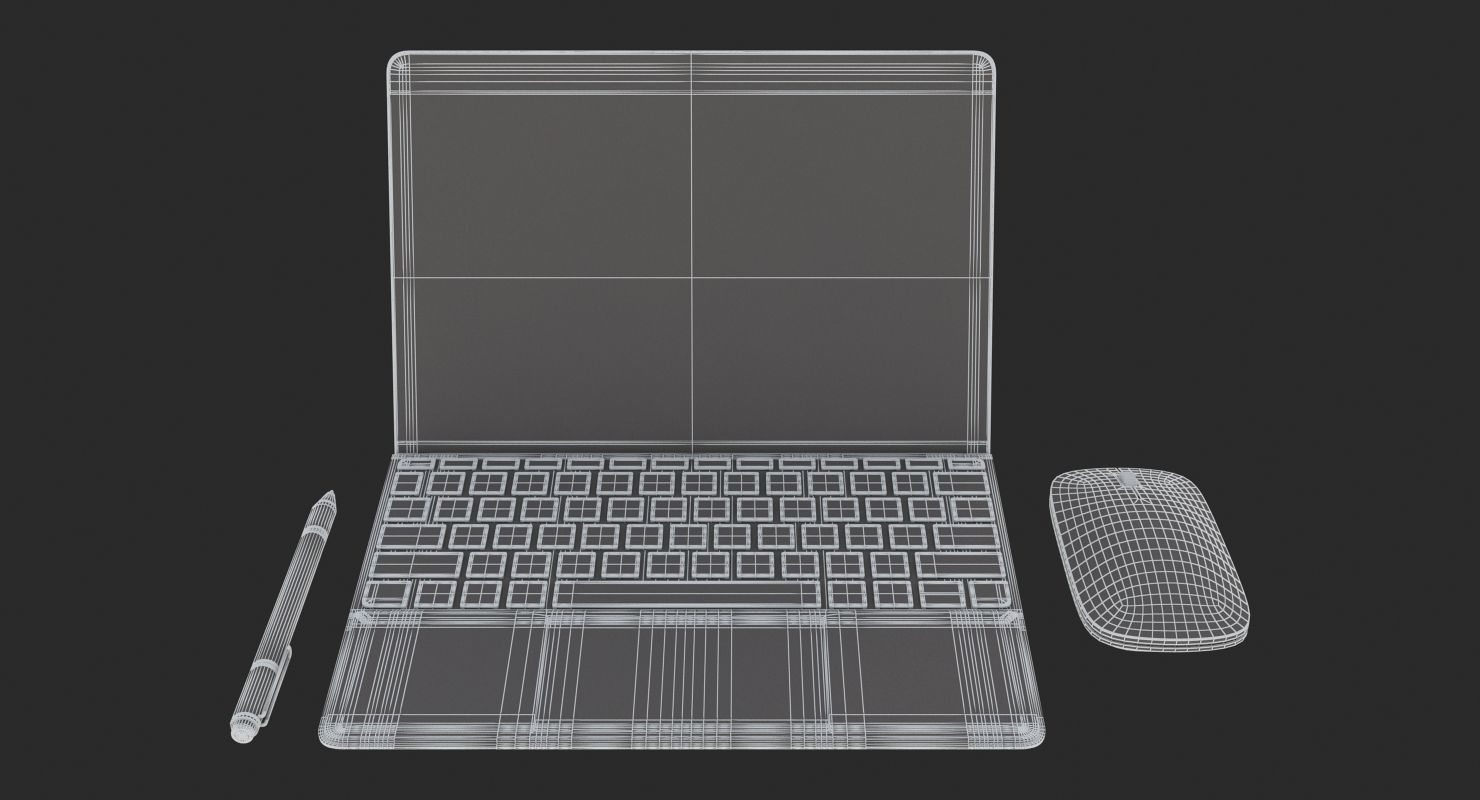 Microsoft Surface Go and Type Covers and Mobile Mouse andPen  3D model_11