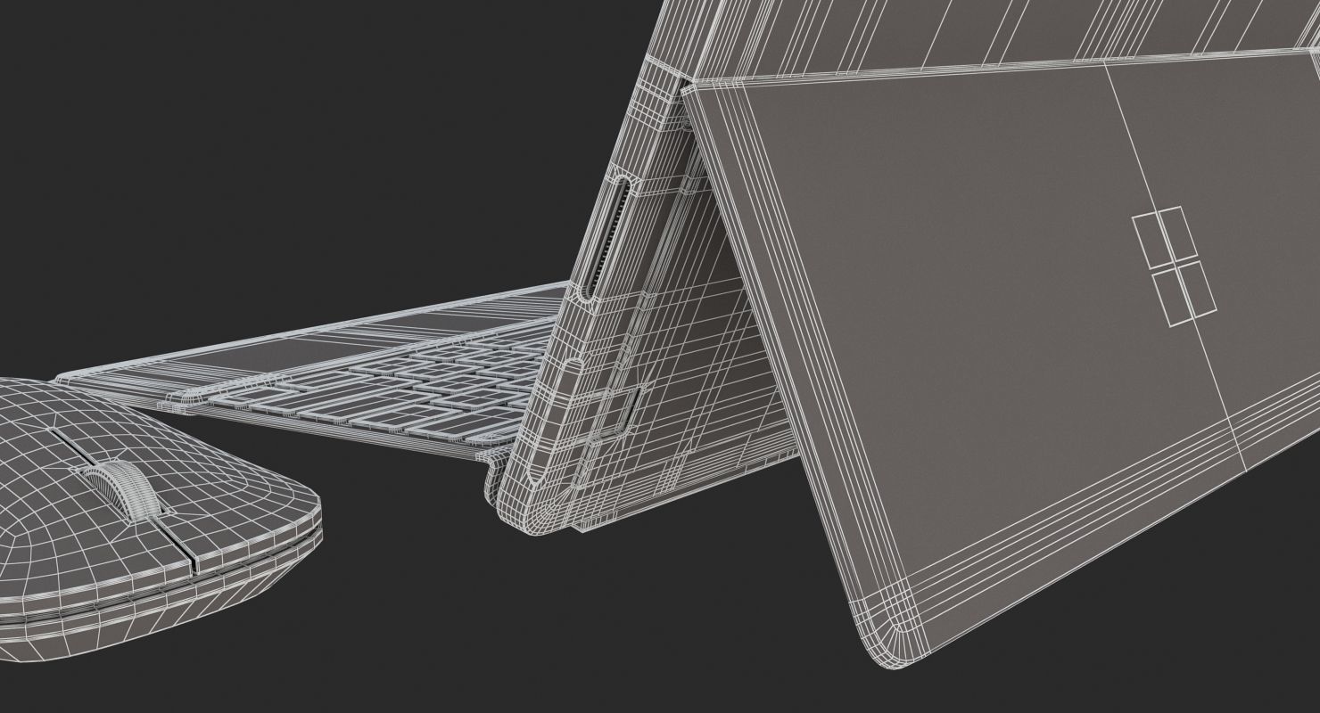 Microsoft Surface Go and Type Covers and Mobile Mouse andPen  3D model_17