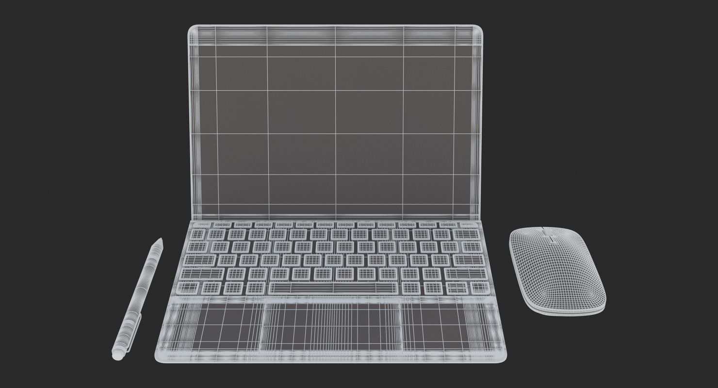 Microsoft Surface Go and Type Covers and Mobile Mouse andPen  3D model_12