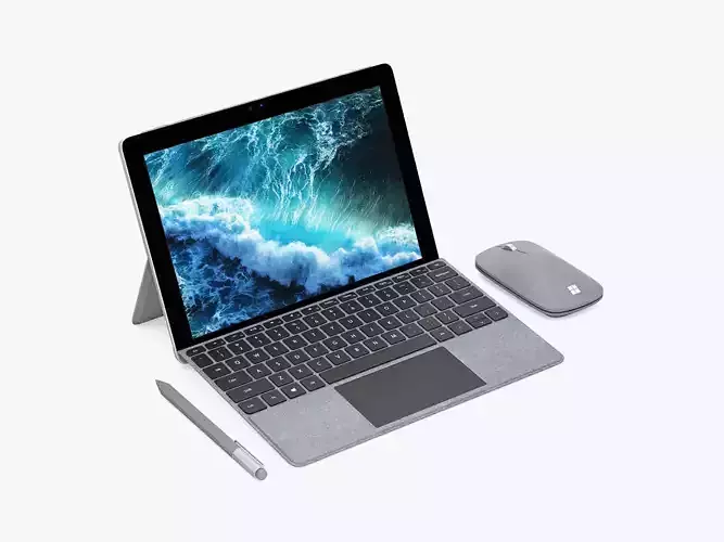 Microsoft Surface Go and Type Covers and Mobile Mouse andPen  3D model