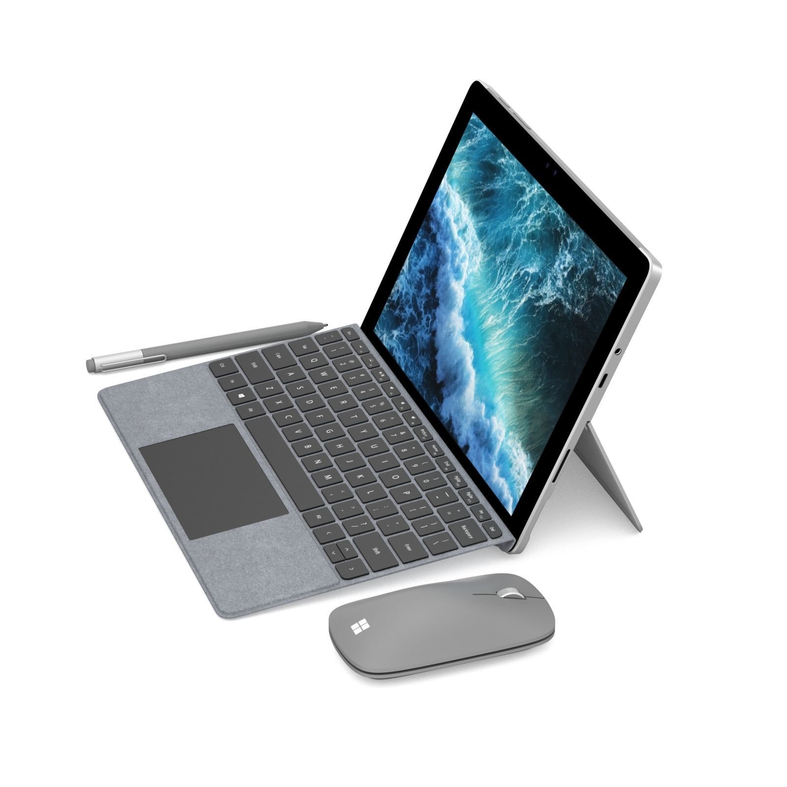 Microsoft Surface Go and Type Covers and Mobile Mouse andPen  3D model_3