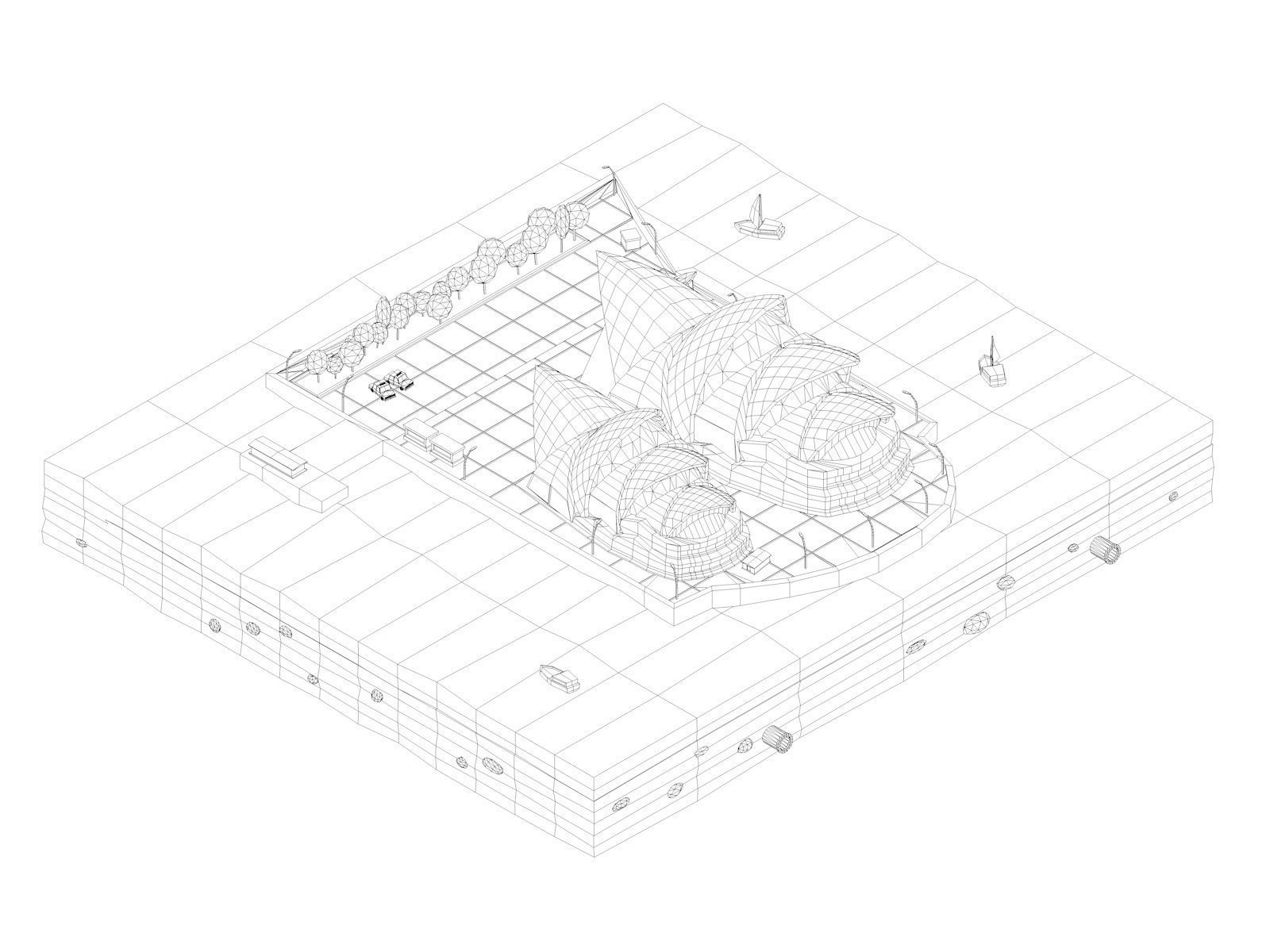 Low Poly Sydney Opera House Landmark Low-poly 3D model_7