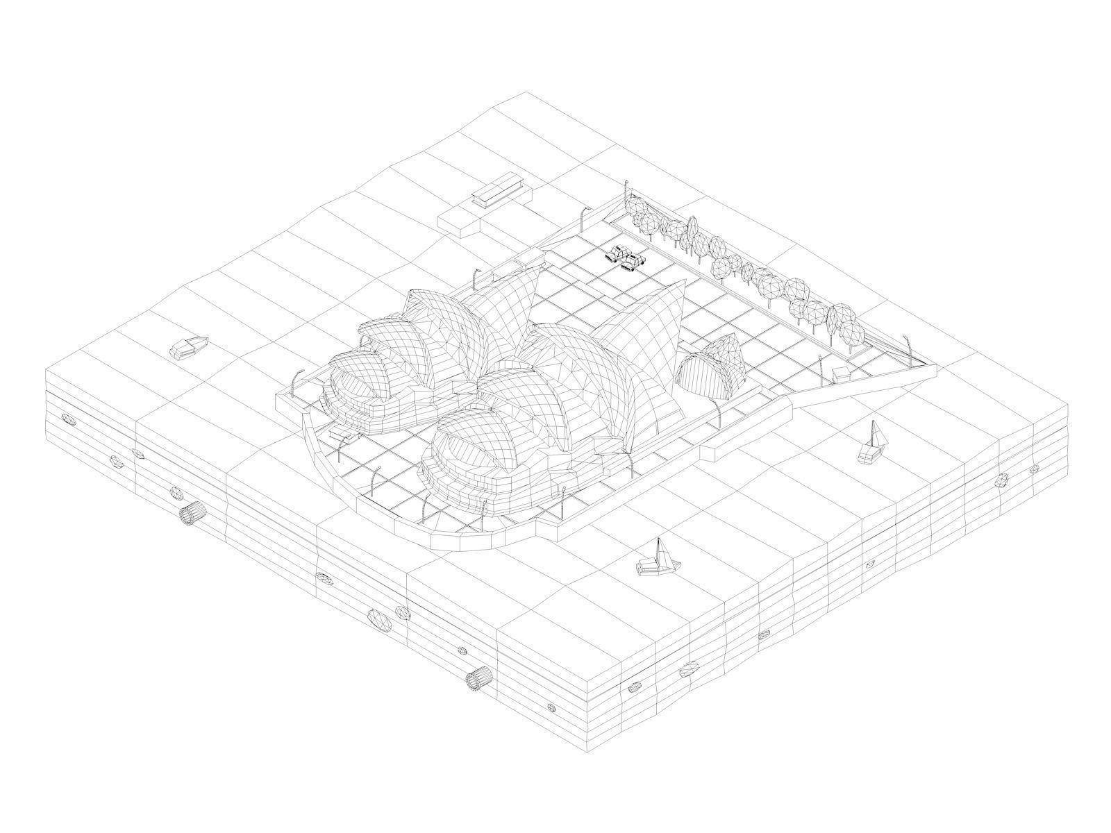 Low Poly Sydney Opera House Landmark Low-poly 3D model_6
