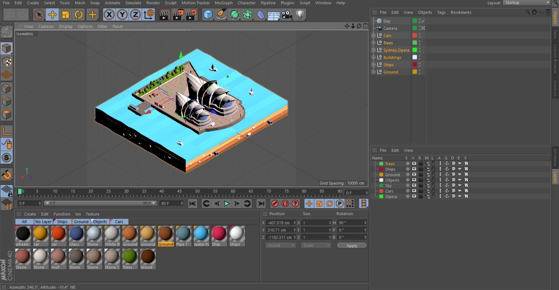 Low Poly Sydney Opera House Landmark Low-poly 3D model_8