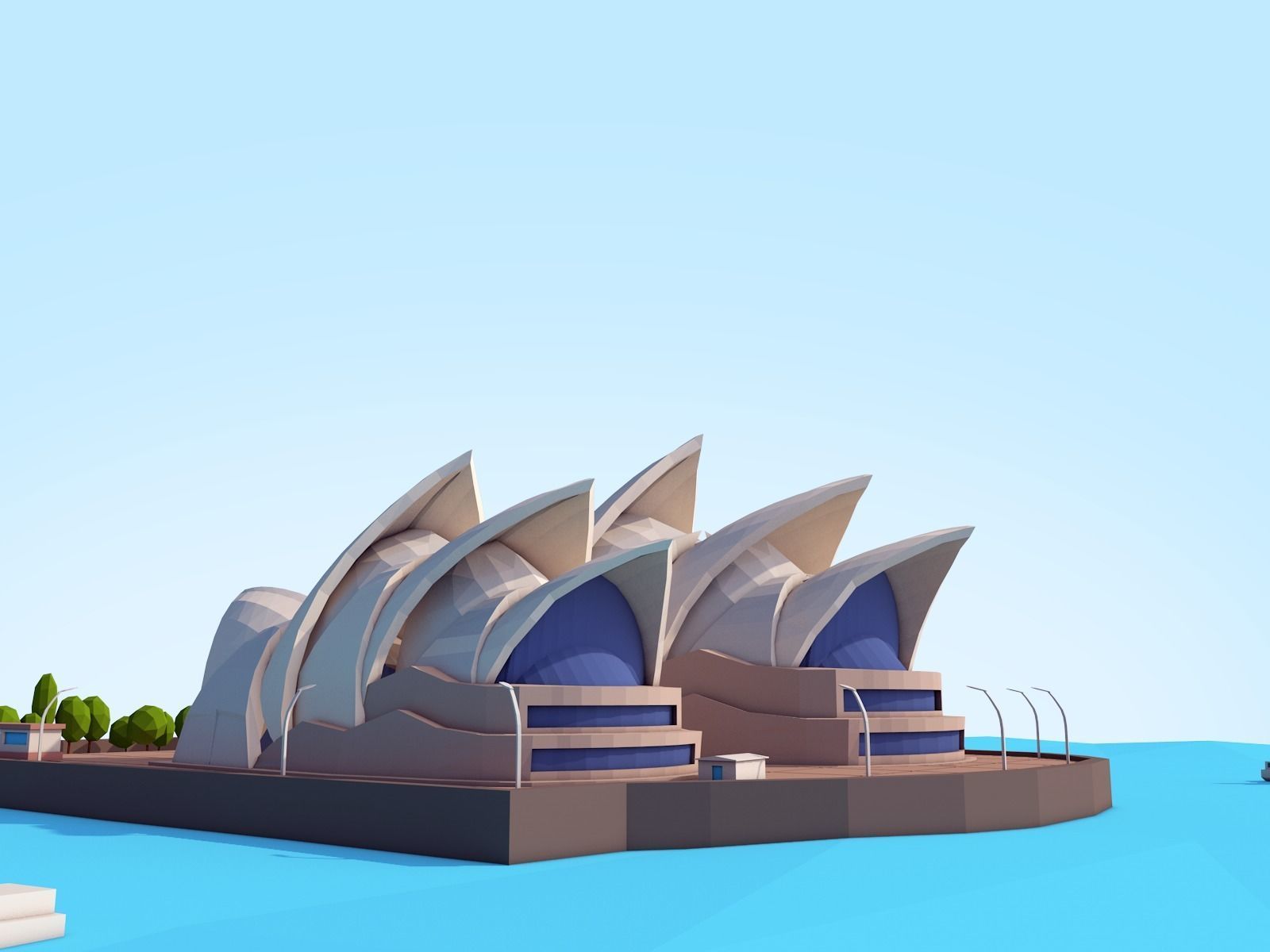 Low Poly Sydney Opera House Landmark Low-poly 3D model_3