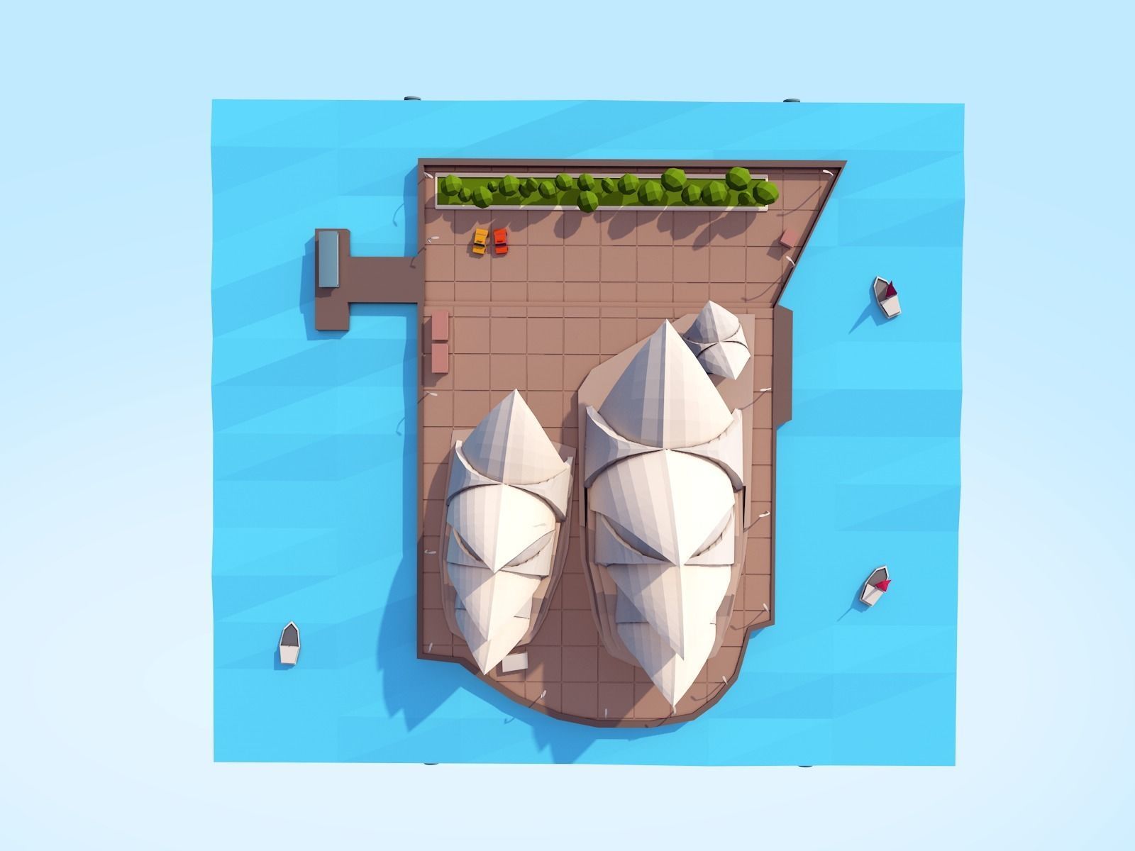 Low Poly Sydney Opera House Landmark Low-poly 3D model_5