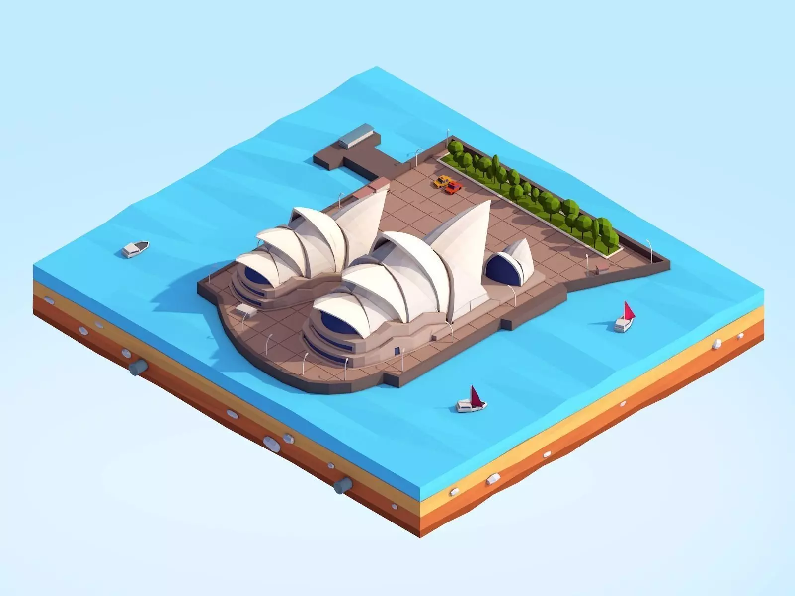 Low Poly Sydney Opera House Landmark Low-poly 3D model_0