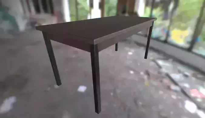 Table in abandoned building