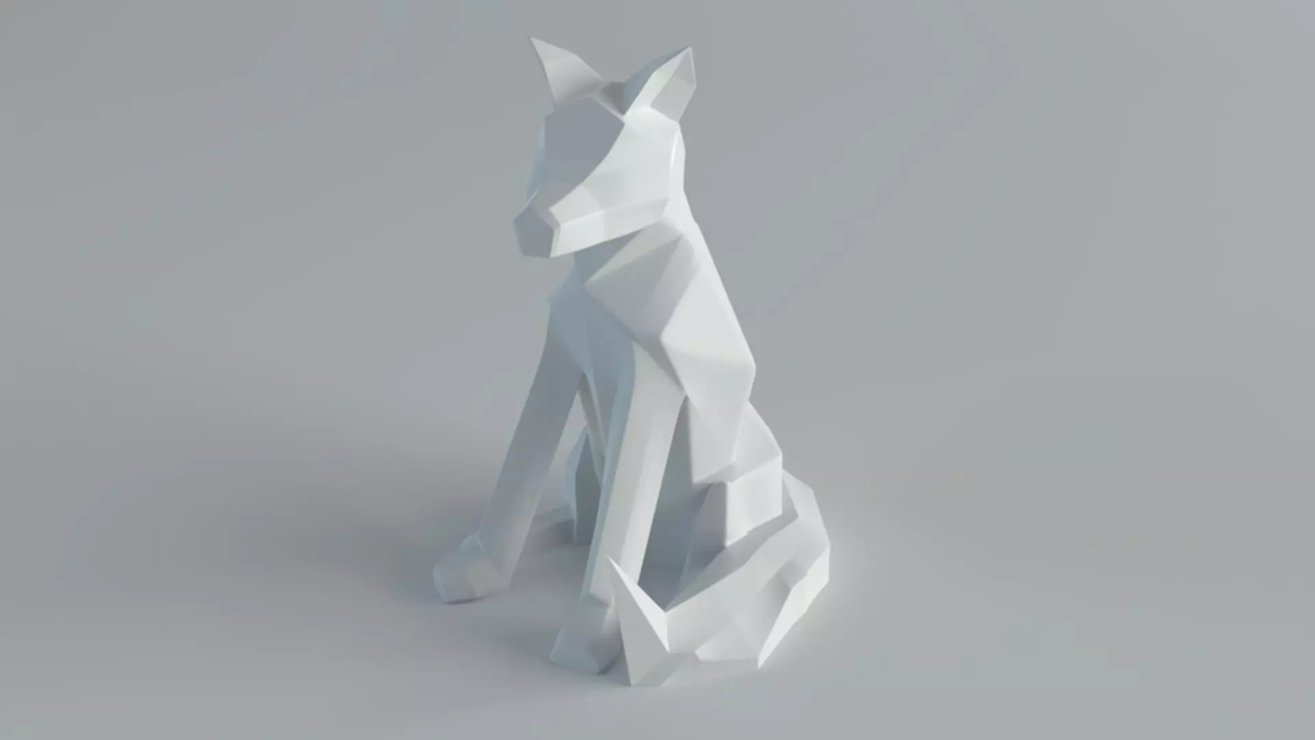 Sculptures Wolf Low-poly 3D model_0