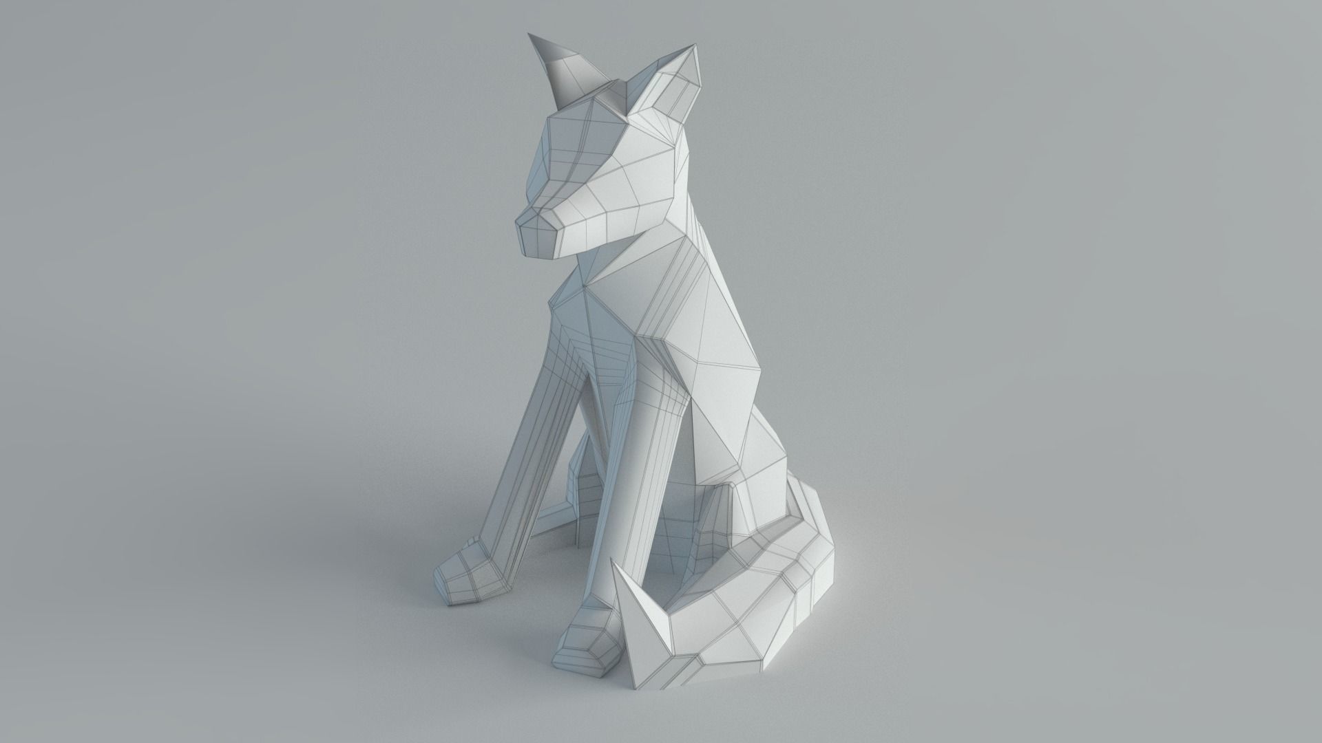 Sculptures Wolf Low-poly 3D model_1