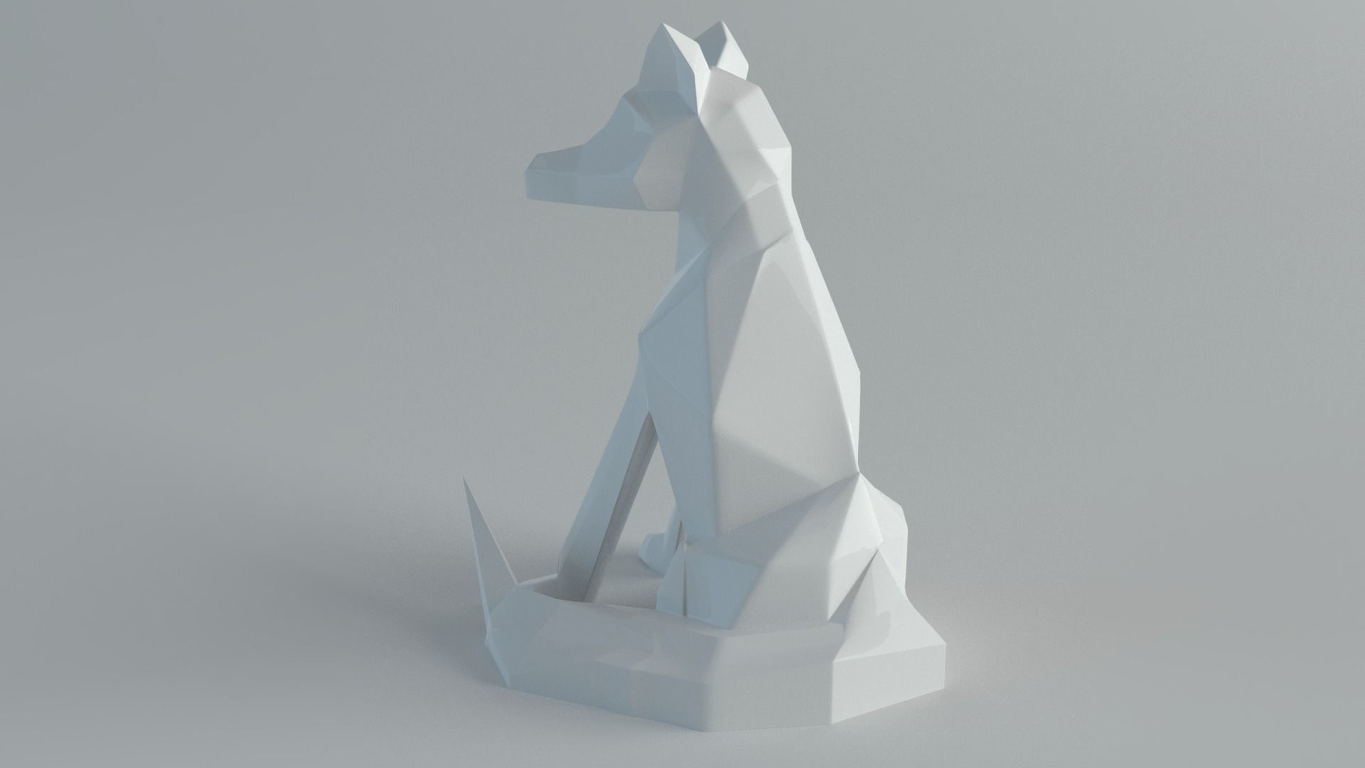 Sculptures Wolf Low-poly 3D model_2