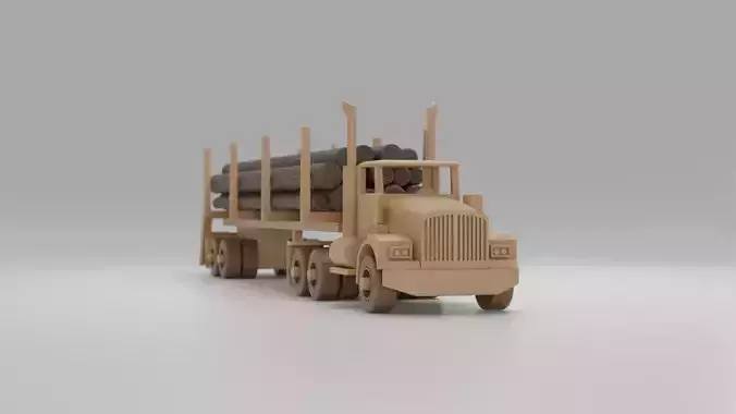 Wooden Toy Logging Truck Semi Trailer