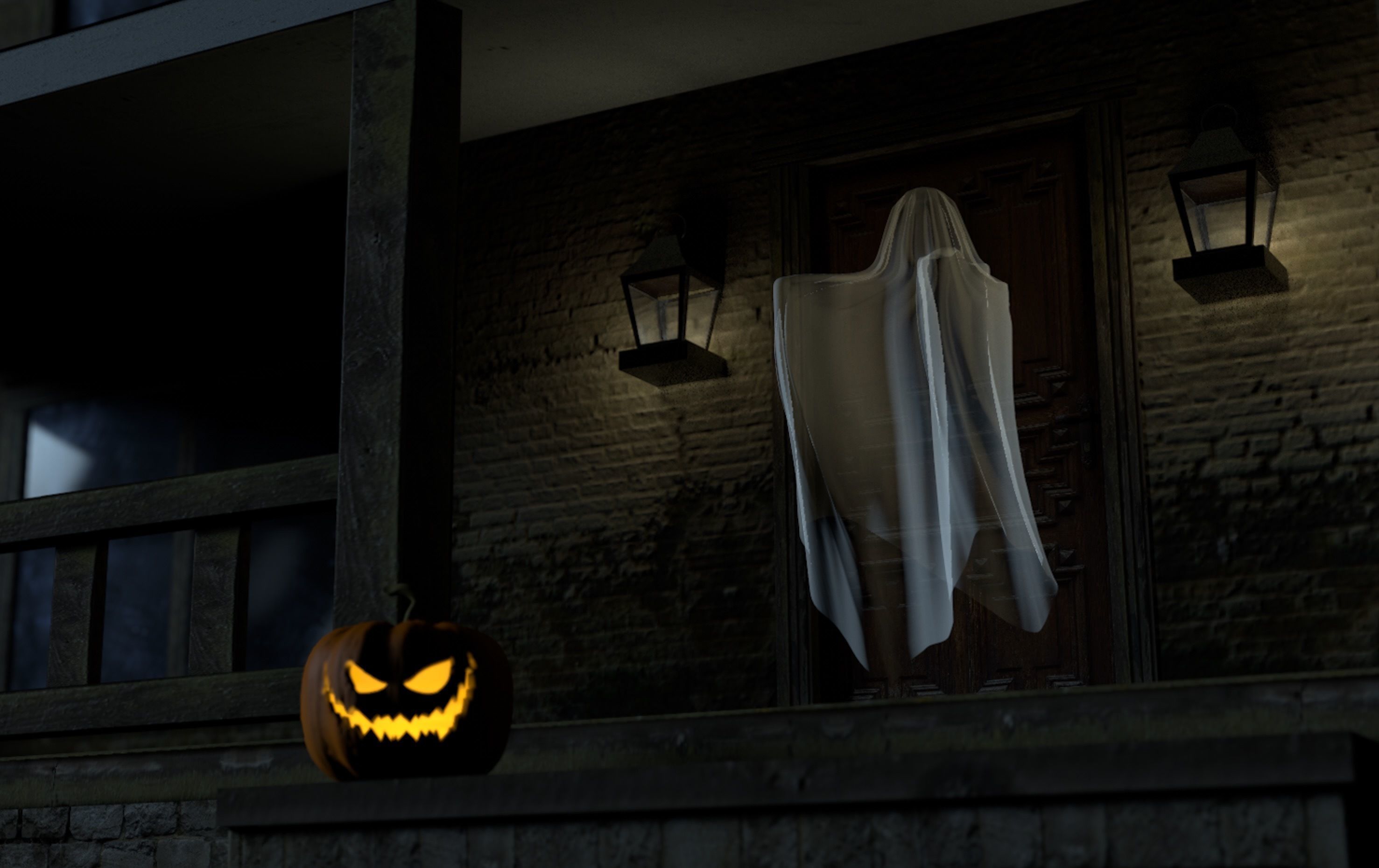 Classic Spooky Sheet Ghost 3D model_1