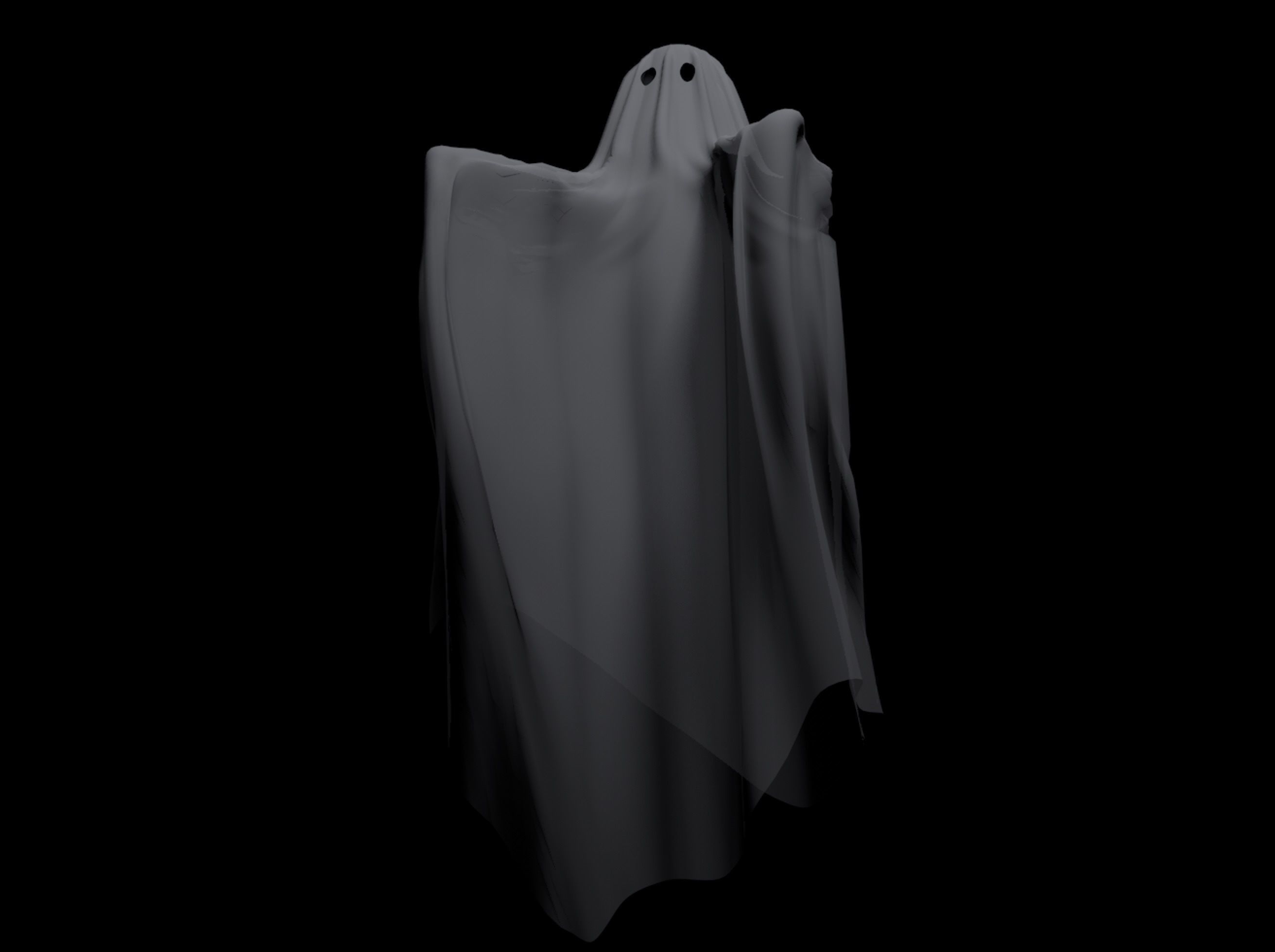 Classic Spooky Sheet Ghost 3D model_2