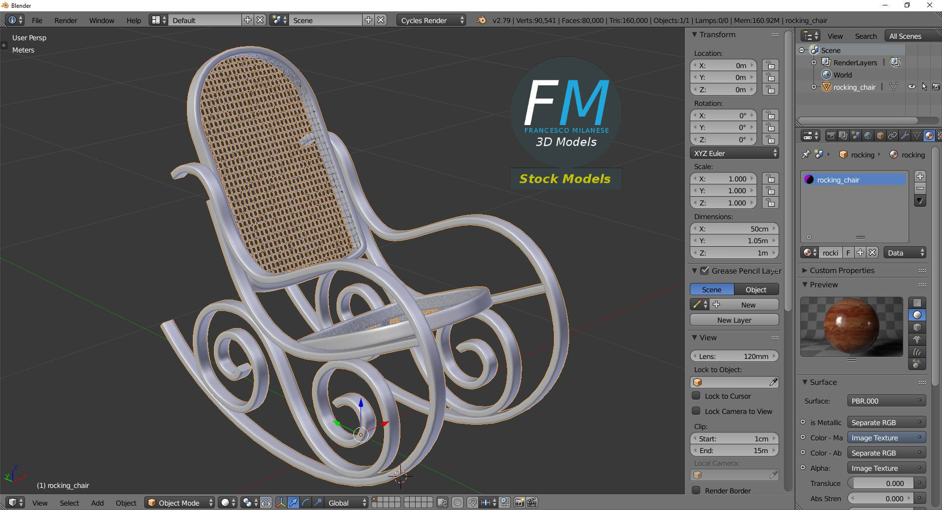Rocking chair 3D model_9