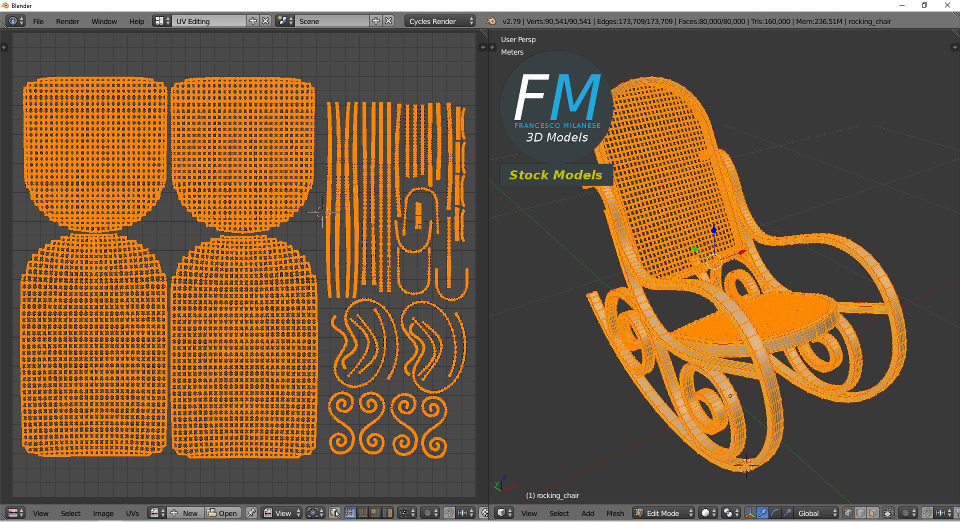 Rocking chair 3D model_10