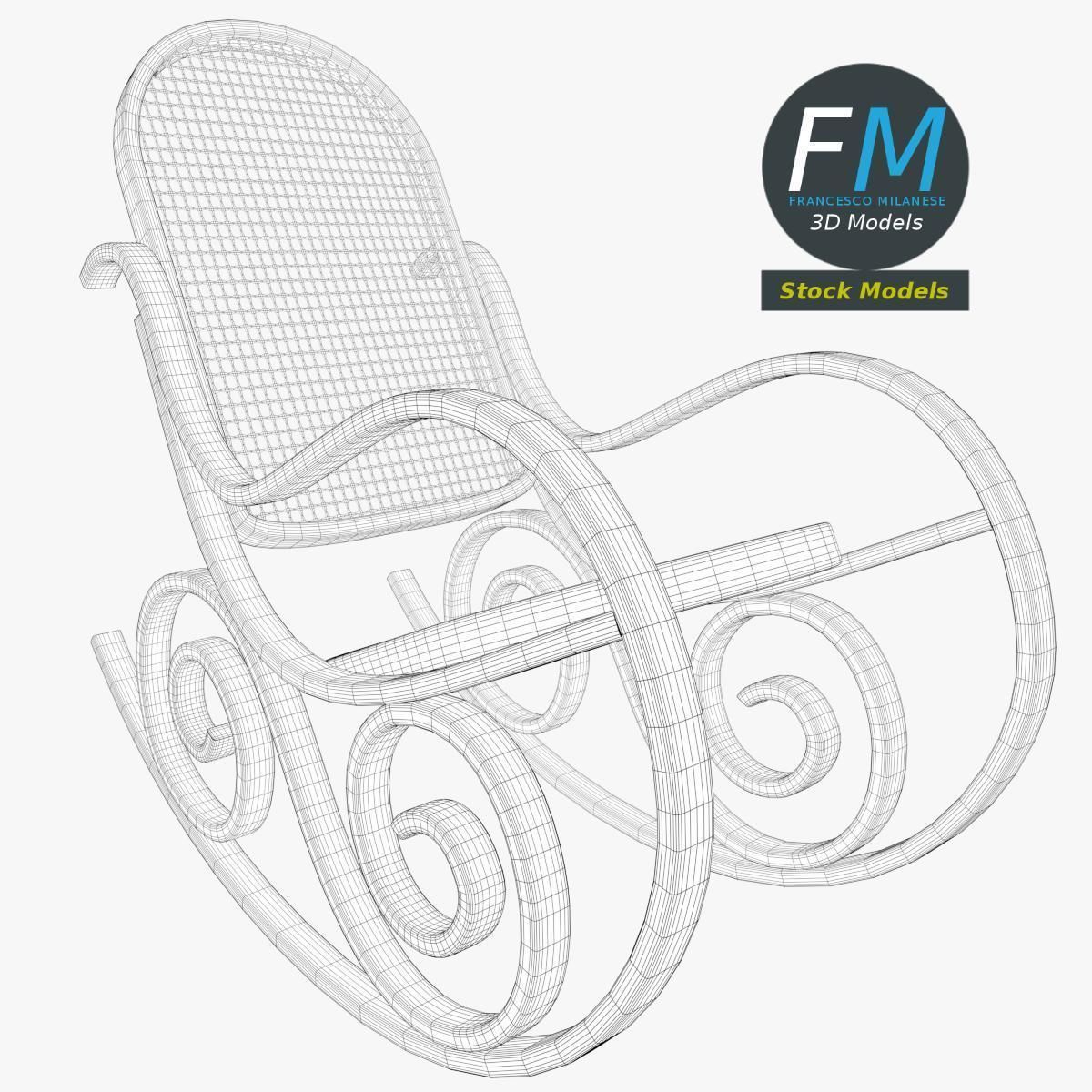 Rocking chair 3D model_7