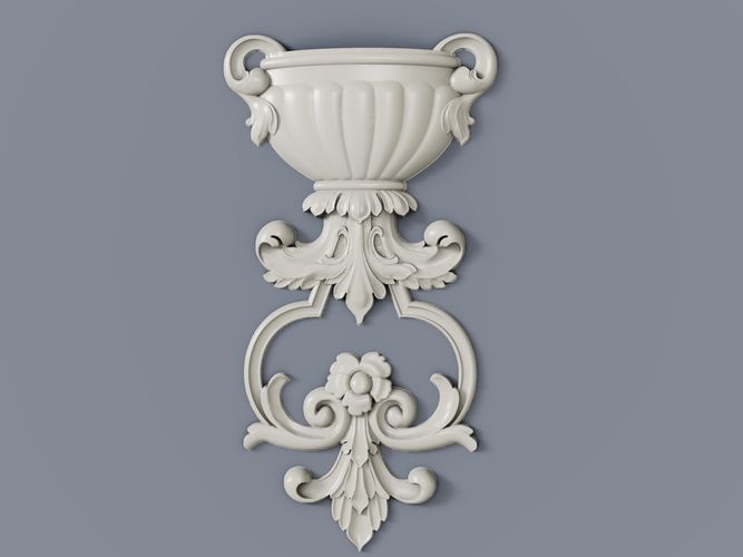 Classic baroque cartouches onlay element 008 VASE 3D print model