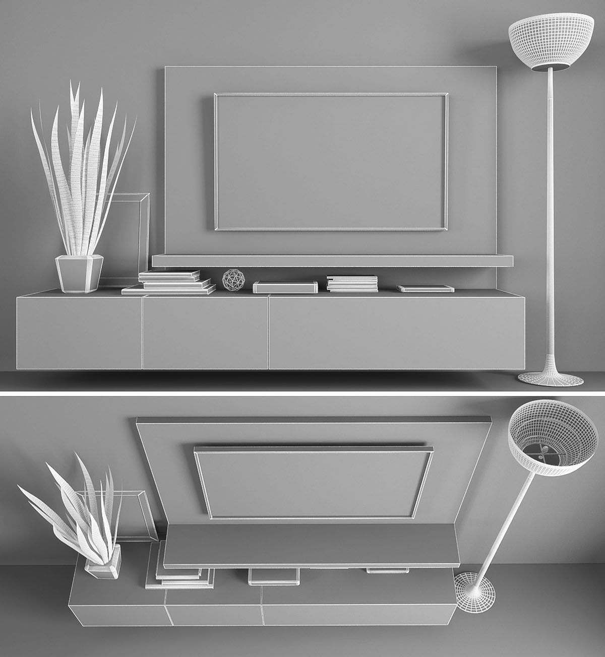 TV Stand Low-poly 3D model_1
