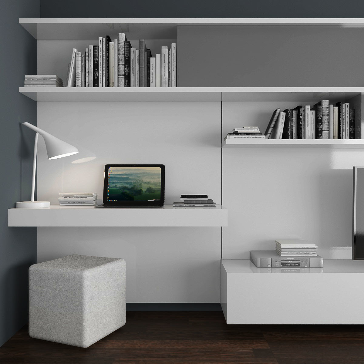 TV Stand and workzone Low-poly 3D model_2