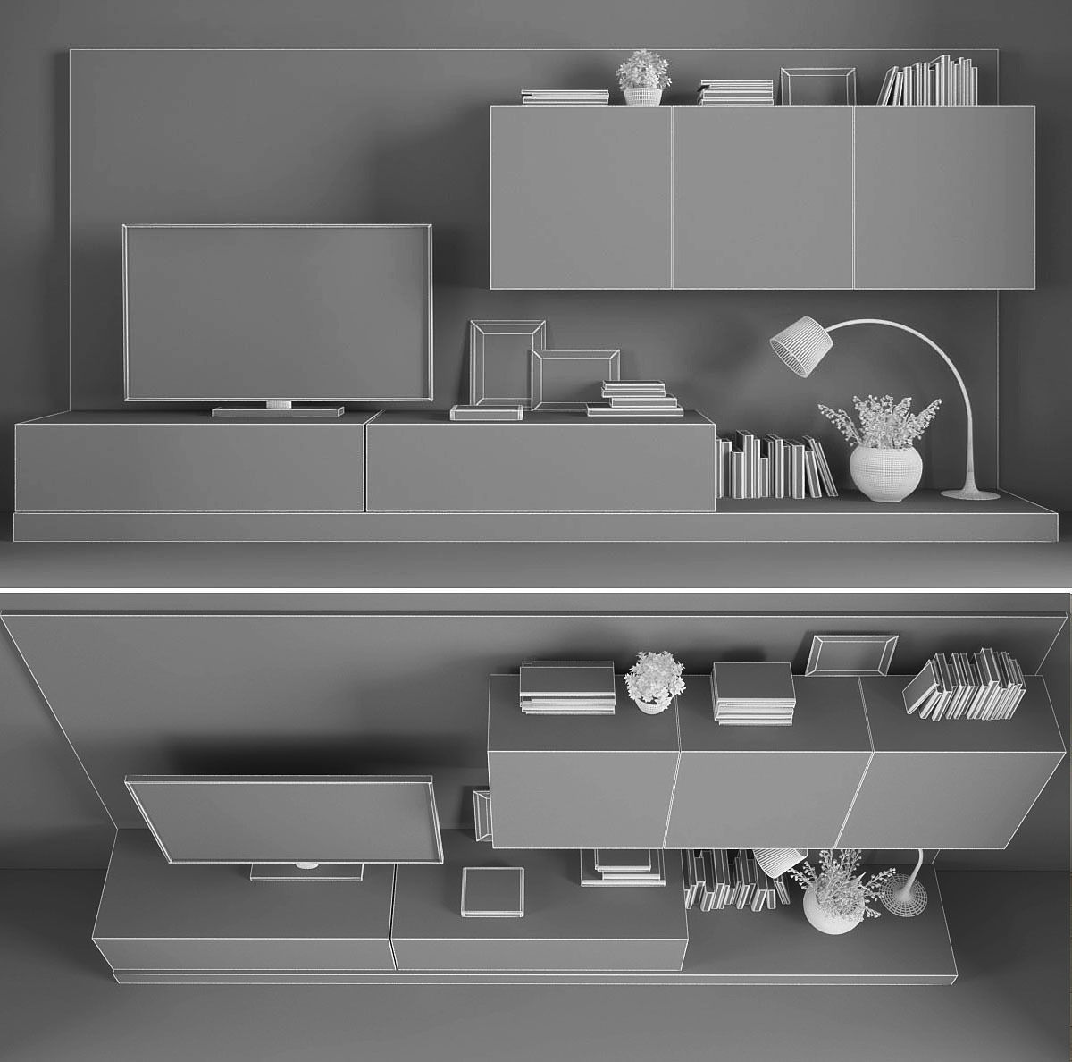 Tv stand Low-poly 3D model_2