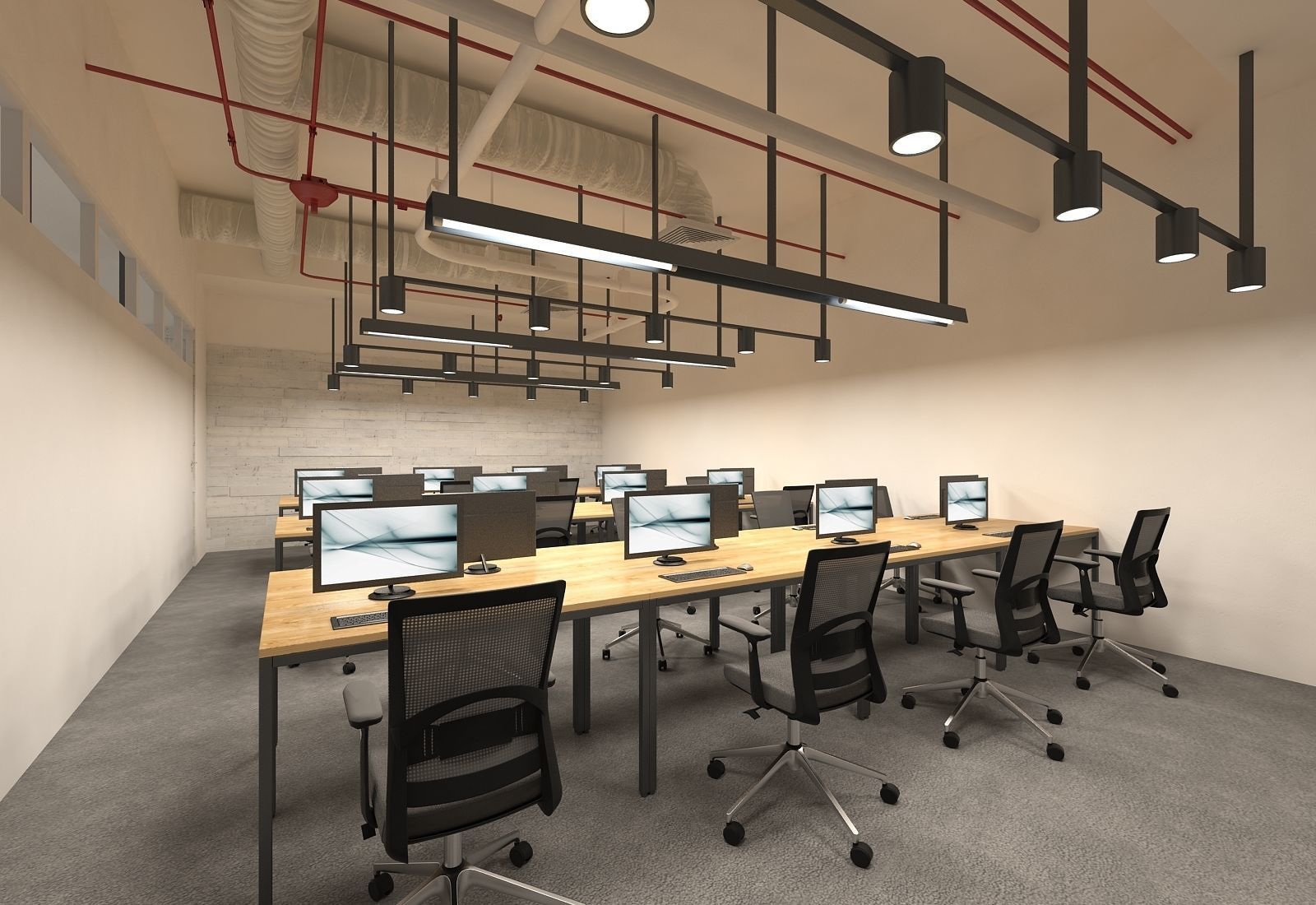 OFFICE with desks and chairs 3D model_1