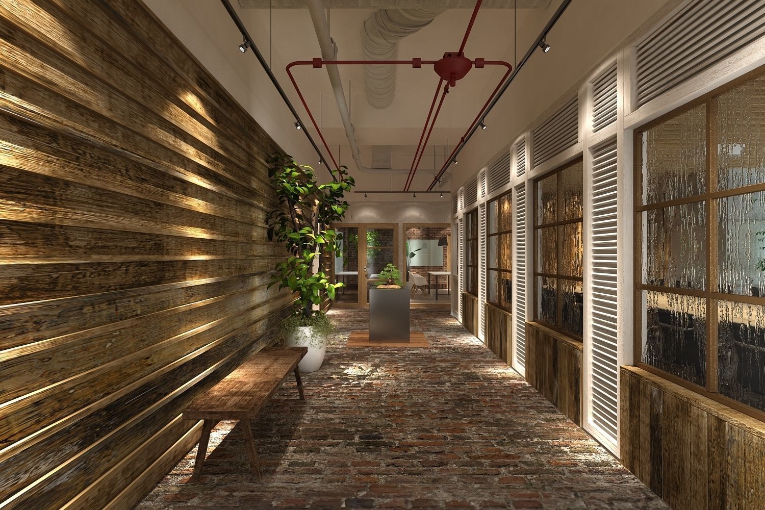 OFFICE with desks and chairs 3D model_2