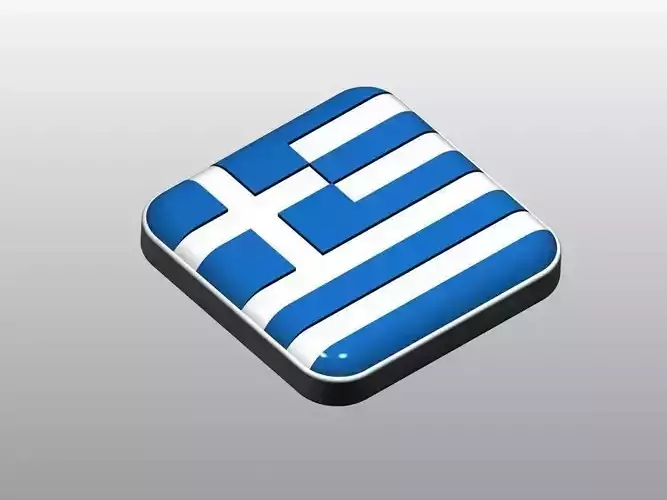 Button shape Greece Flag 3D print model