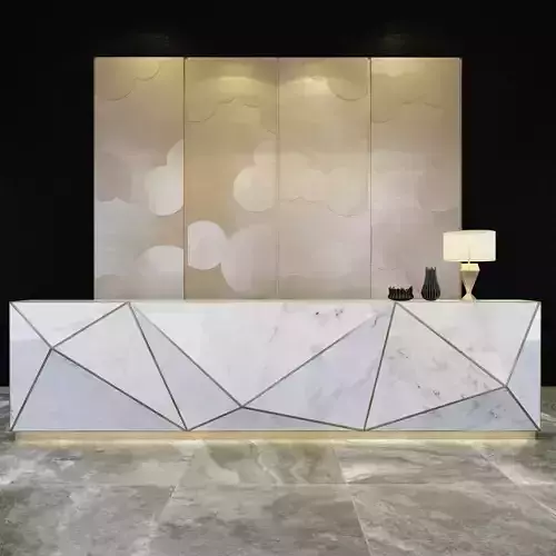Reception marble desk with geometric design