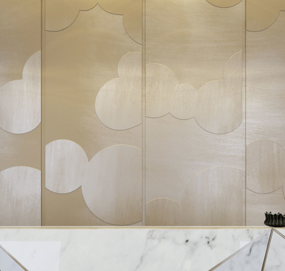 Reception marble desk with geometric design 3D model_5