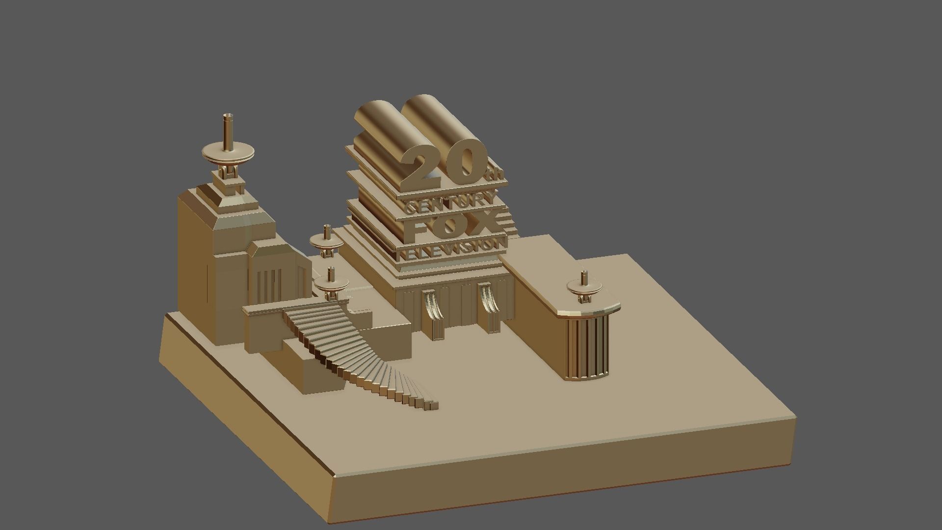 20th century fox logo 3D model_5