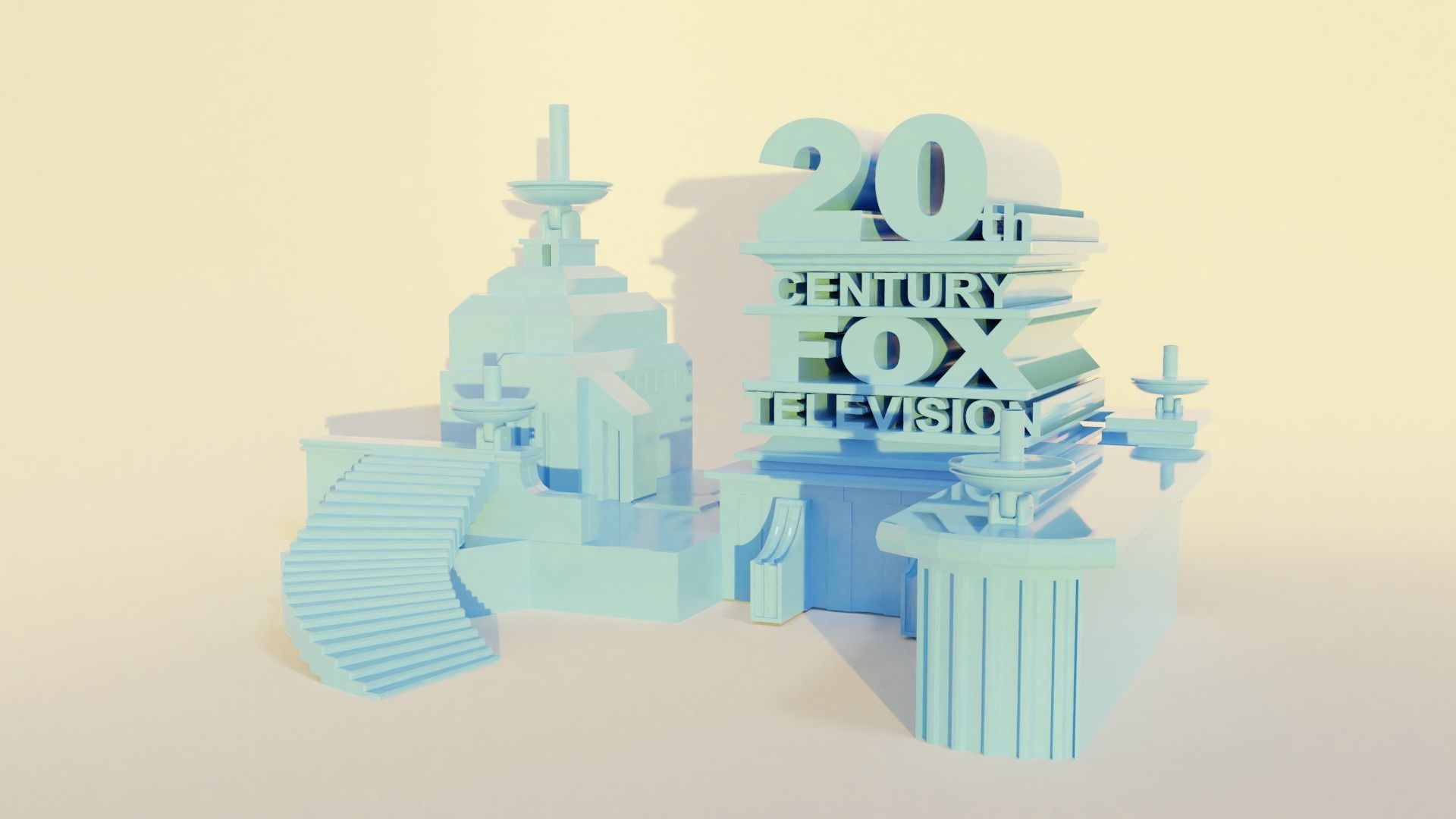 20th century fox logo 3D model_2