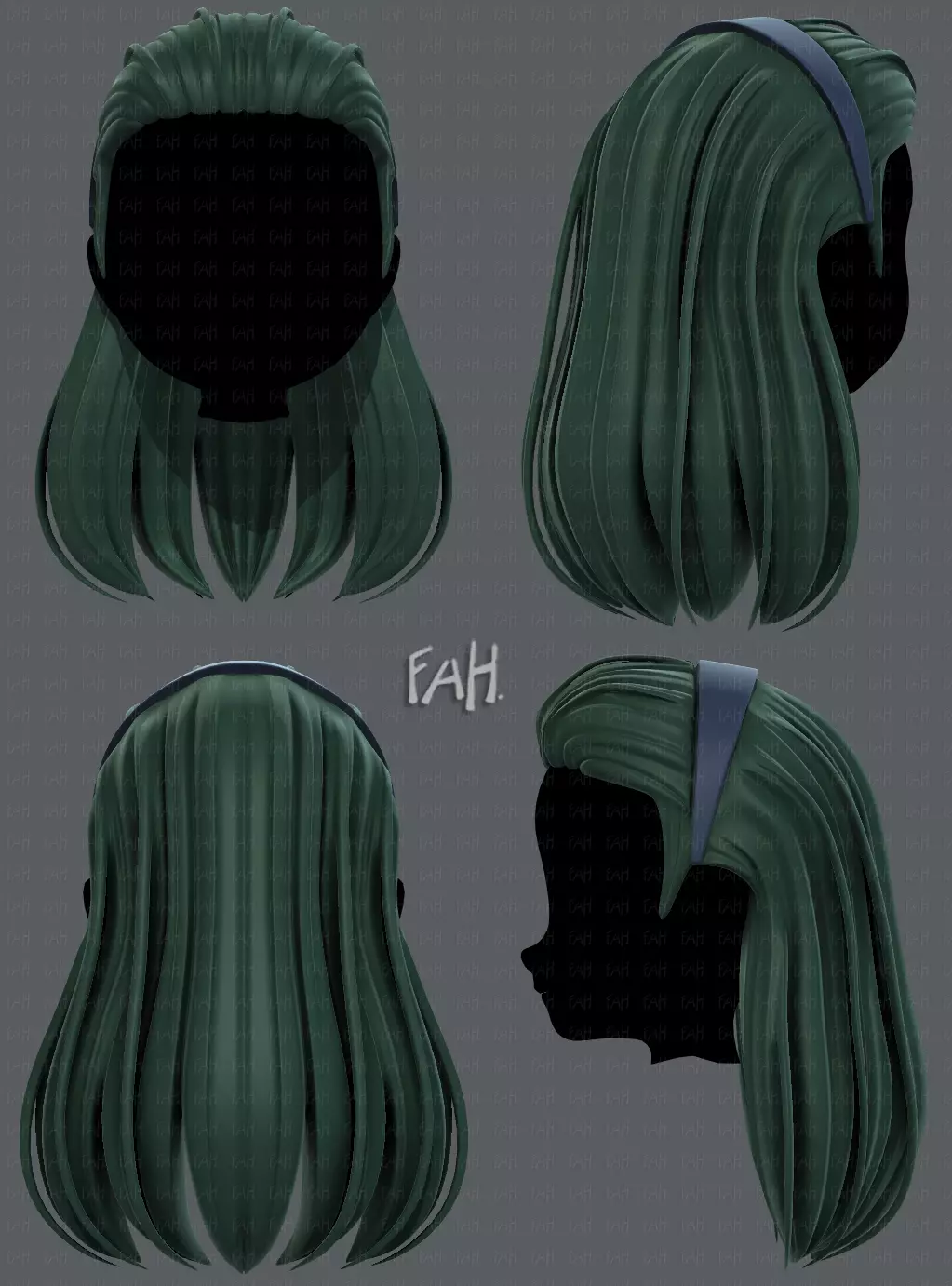 3D Hair style for girl V40 Low-poly 3D model