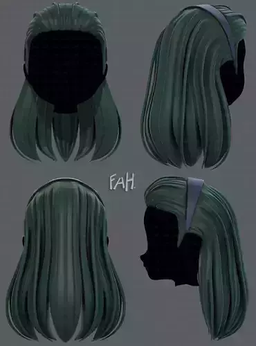 3D Hair style for girl V40 Low-poly 3D model