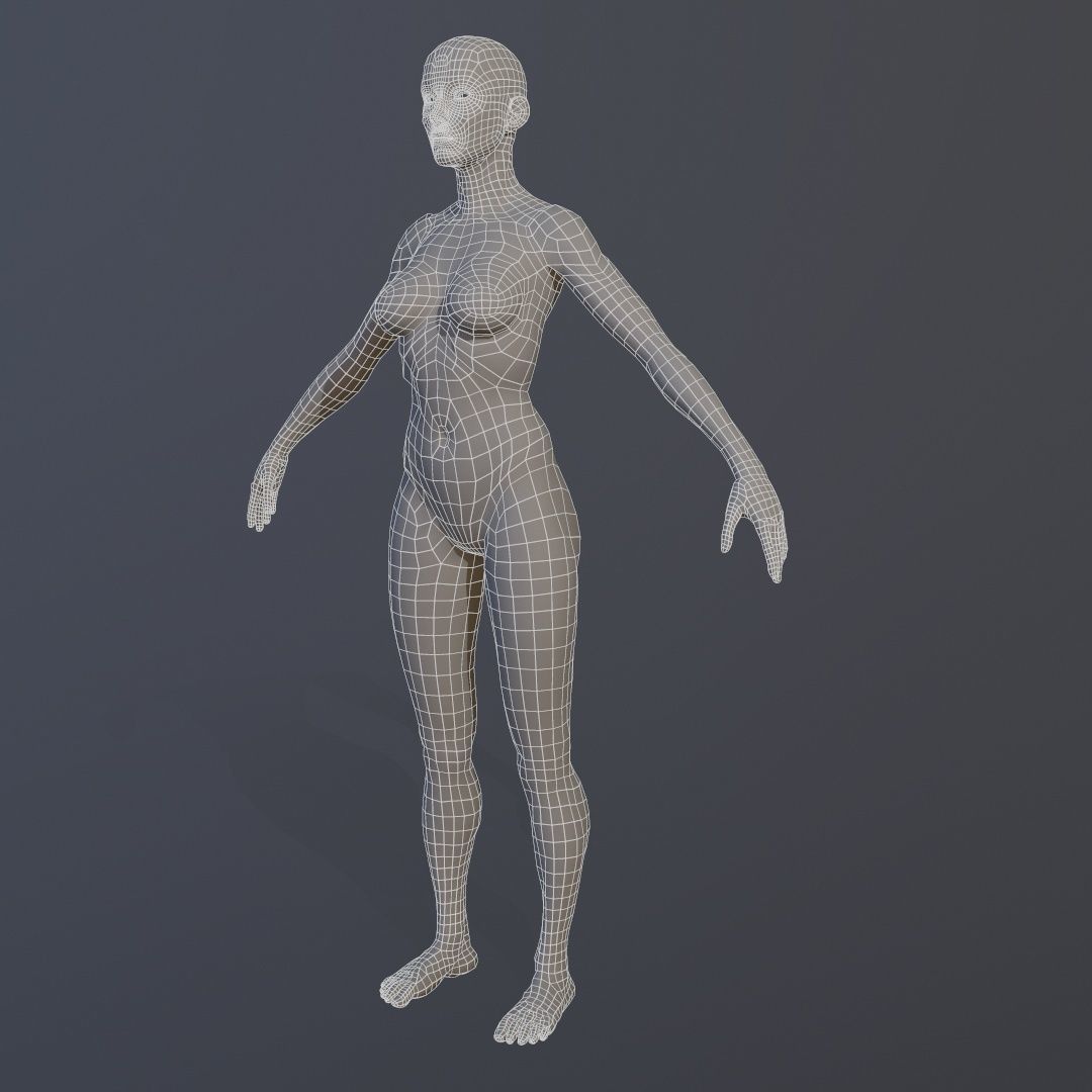  Female Base Mesh Low-poly 3D model_3