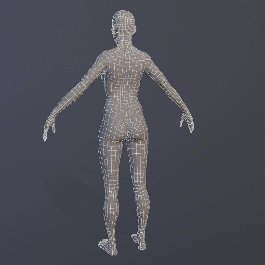  Female Base Mesh Low-poly 3D model_6