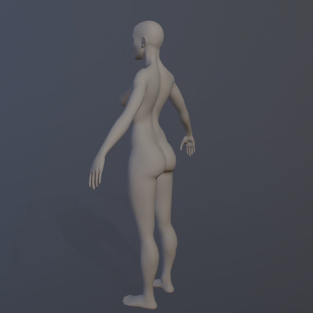  Female Base Mesh Low-poly 3D model_5