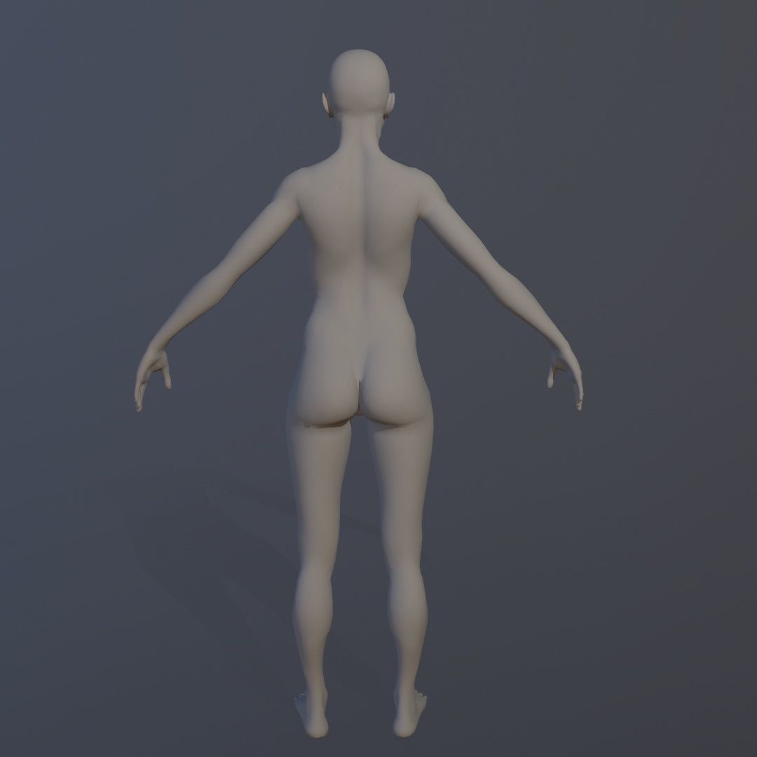  Female Base Mesh Low-poly 3D model_2