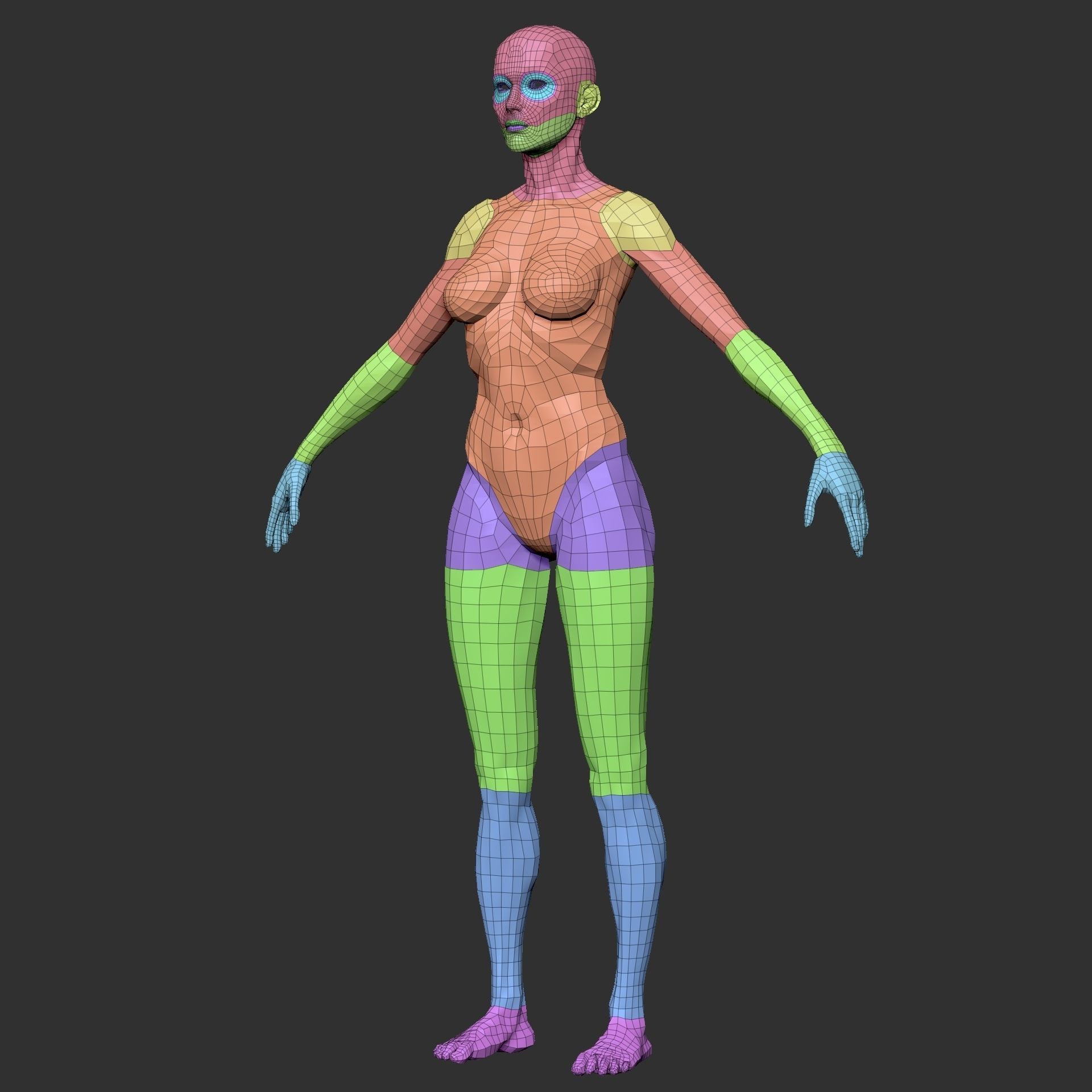  Female Base Mesh Low-poly 3D model_10