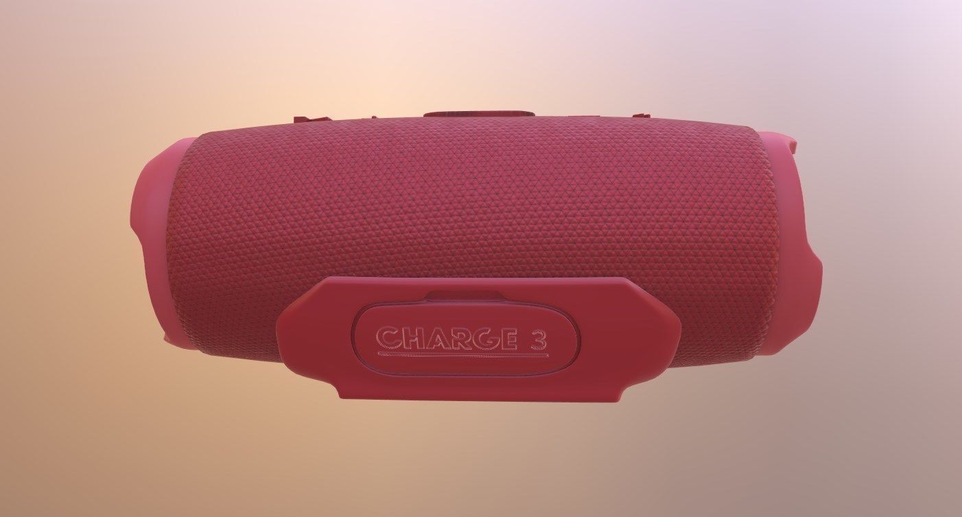 JBL - CHARGE 3 PORTABLE BLUETOOTH SPEAKER - RED Low-poly 3D model_2