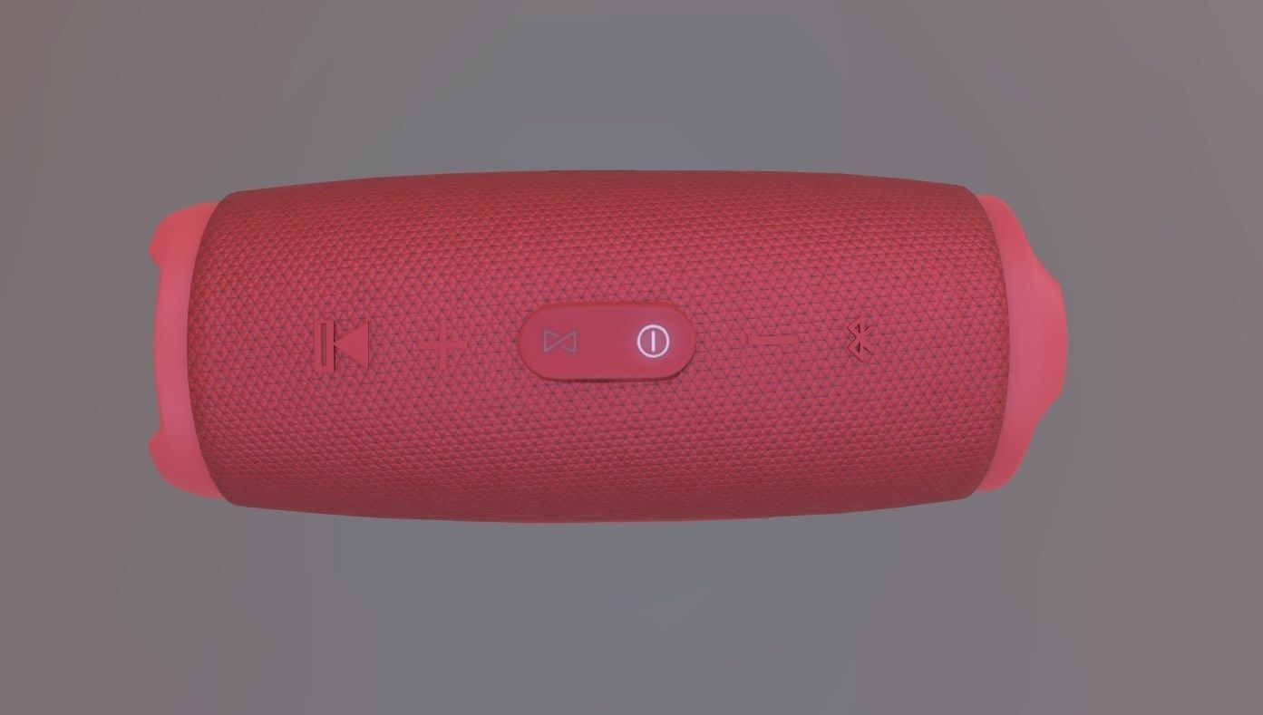JBL - CHARGE 3 PORTABLE BLUETOOTH SPEAKER - RED Low-poly 3D model_1