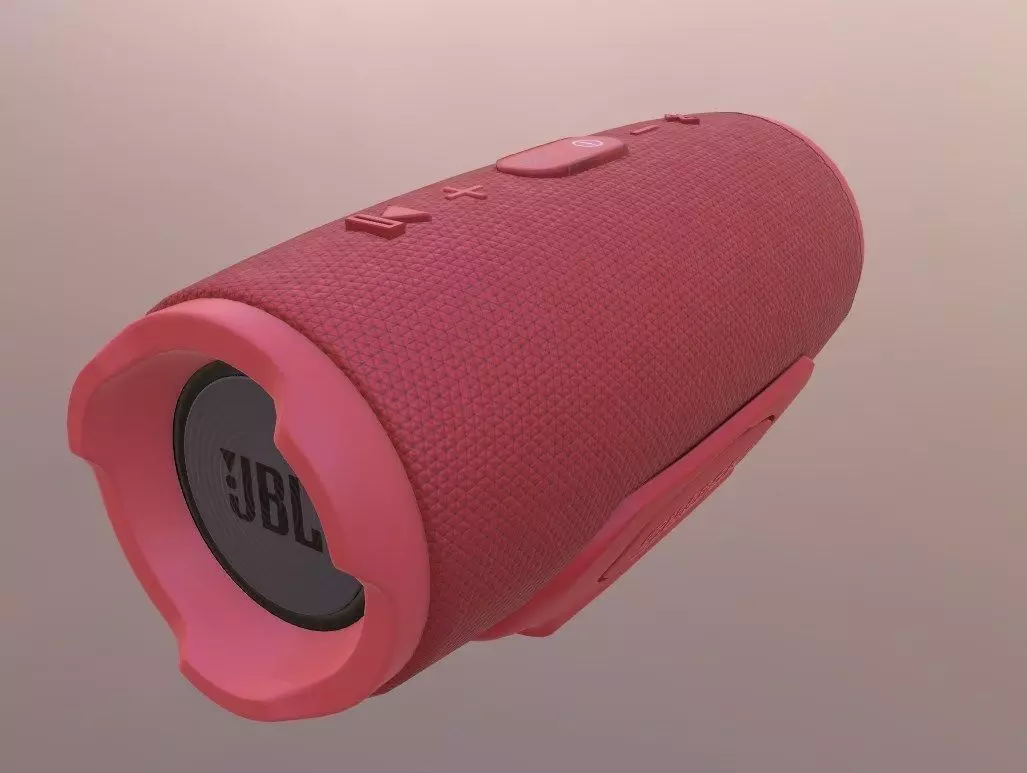 JBL - CHARGE 3 PORTABLE BLUETOOTH SPEAKER - RED Low-poly 3D model_0