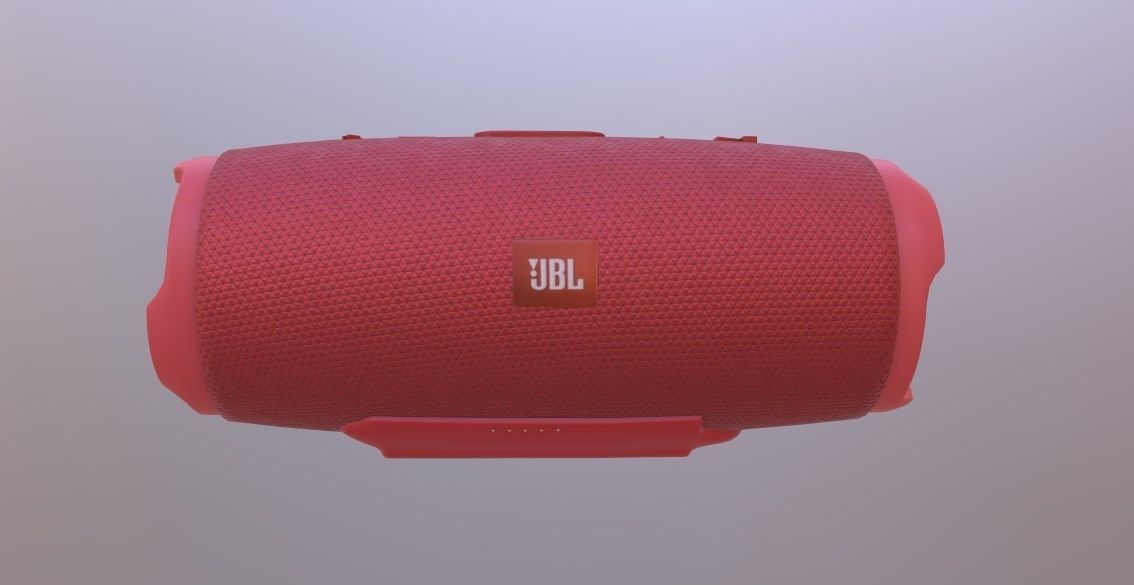 JBL - CHARGE 3 PORTABLE BLUETOOTH SPEAKER - RED Low-poly 3D model_4